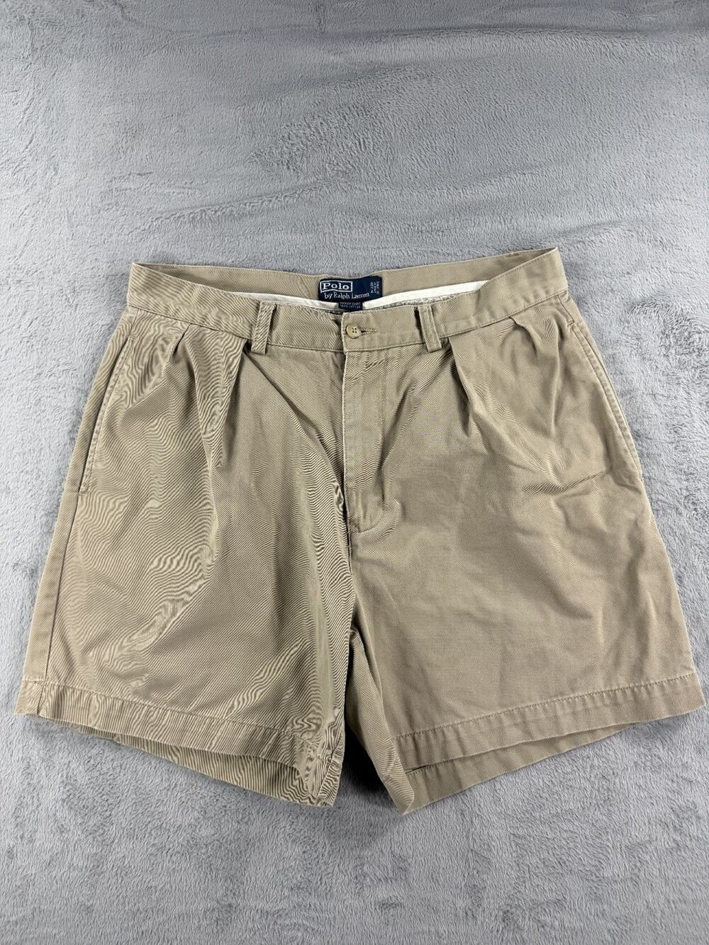 Polo Ralph Lauren Mens Brown Pleated Chino Shorts 33x6 Andrew Short